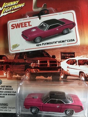 Johnny Lightning Sweet 1970 Plymouth HEMI CUDA con placa colgante espejo RV Foto 1 de 4
