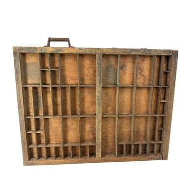 Vintage Wooden Printer Type Tray Organizer Case Box Rustic Farmhouse Decor - Image 1 of 4