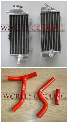 Aluminum Radiator & RED Y Hose for YAMAHA YZF250 YZ250F 2010 2011 2012 2013 new - Imagem 1 de 4