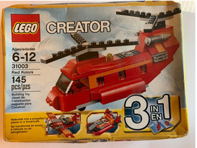 LEGO CREATOR: Red Rotors (31003) Age 6-12  In Box, slightly bent 145 pieces