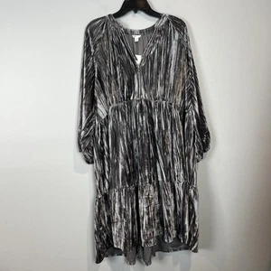 Vestido corto de terciopelo gris Cato talla 22/24W manga larga cuello en V en capas nuevo sin etiquetas - Imagen 1 de 11