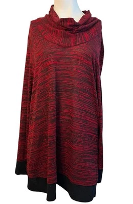 Moda Bug Mujer 1X Capucha Cuello Rojo Negro Rayas Pullover Manga Larga Blusa Foto 1 de 4
