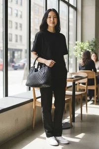 NEW WITH TAGS Cole Haan Genevieve Women's Black Small Triangle Tote Purse - Picture 1 of 14