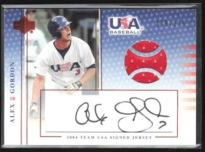Alex Gordon 2005 Upper Deck USA Baseball National Team Auto /275 Jersey #J-21 - Image 1 of 2