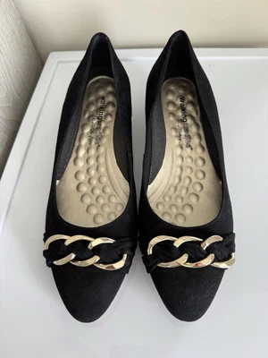 New w/o Box Walking Cradles Brita Black Suede Blocked Heel Pump Size 10W - Image 1 of 4