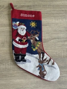 Medias de Navidad Lands End punta de aguja Santa reno conejito Simone - Imagen 1 de 3