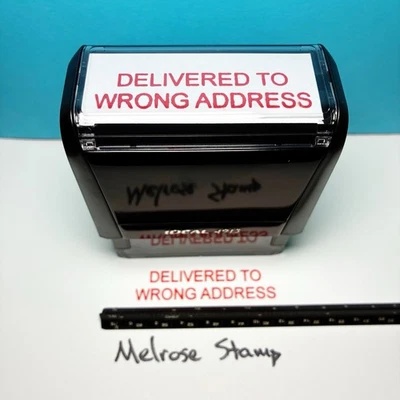 Delivered To Wrong Address Rubber Stamp Red Ink Self Inking Ideal 4913 - Image 1 of 4