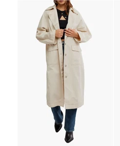 Free People Perry gewaschene Baumwolle Trenchcoat Jacke Oberteil Baumwolle Medium Neu mit Etikett - Bild 1 von 5