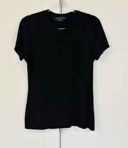 Norma Kamali schwarzes Jersey SS Rundhalsausschnitt Tshirt Größe Large - Bild 1 von 4