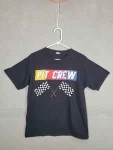 Nascar Pit Crew T Shirt Men’s Medium Classic Car Racing Logo Checkered Flag Tee - Picture 1 of 9