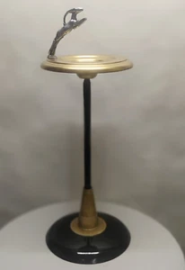 Art Deco MCM Brass Gazelle Metal Floor Ashtray Stand Hood Ornament Mod VTG READ - Picture 1 of 5
