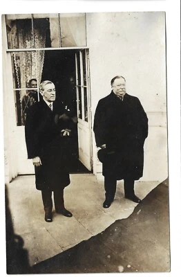 Postal de 1913 RP The Sublime Event US Transition of Power Wilson con tafetán en WH Foto 1 de 2