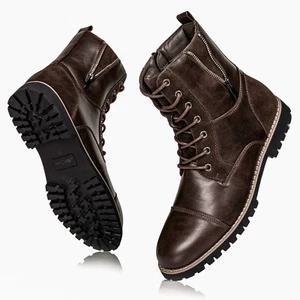 Marrón Para hombres Con Cordones Puntera Gorra Moda Informal Motociclista Botas de Vestir - Imagen 1 de 7