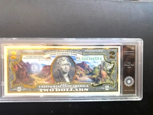 ZION NATIONALPARK ECHTES GESETZLICHES ZAHLUNGSMITTEL 2 $ FEDERAL RESERVE-SCHEIN, VERSIEGELT - Bild 1 von 7