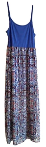 Rue21 Blue Multicolor Adjustable Spaghetti Strap Lined Maxi Women Dress Size Med - Picture 1 of 2