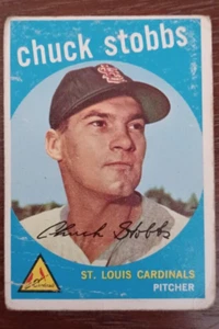 1959 Topps, Chuck Stobbs, St. Louis Cardinals, lanzador, tarjeta de béisbol #26 - Imagen 1 de 2