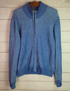 Men's Territory Ahead Sweater Jacket Blue Knit Full Zip Long Sleeve Size Large - Picture 1 of 9