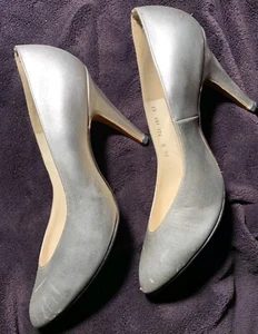 Vintage 90’s NEW Stanley Philipson Size 7.5-B SILVER COLOR SHOES 3.75” Heel - Picture 1 of 7
