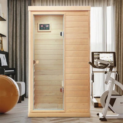 For 1 Persons Far Infared Sauna Room Hemlock Wood Personal Indoor Saunas 1050W - Image 1 of 4
