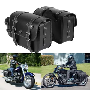 Motorcycle Saddle Bags Waterproof For Kawasaki Vulcan 900 1500 Honda VT1300 - Foto 1 di 12