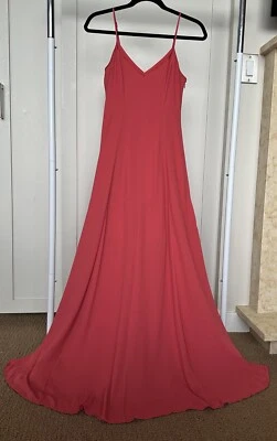 Белый дом черный рынок макси Cami платье коралл красный шнурует вверх назад шелковистый размер 0 - Изображение 1 из 4