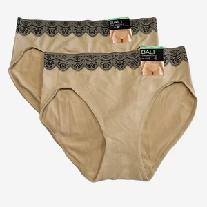Bali One Smooth U Hi Cut Brief Panty XL Size 8 2362 NWT 2 Pack Underwear - Picture 1 of 4