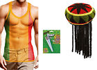 3 Pieces Set Bob Marley Reggae Jamaican Hat, Wig, Fake Spliff and String Vest