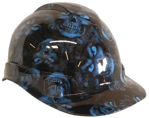 Hydro Dipped Hard Hat Ridgeline Cap Style Light Blue Hades Skulls - Picture 1 of 2