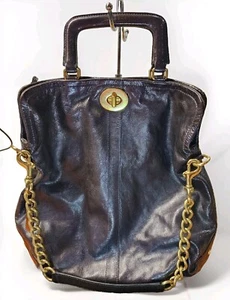 COACH DEEP PURPLE/GOLD EDIZIONE LIMITATA ARCHIVIO PIEGHEVOLE VERNICE PELLE... - Foto 1 di 12