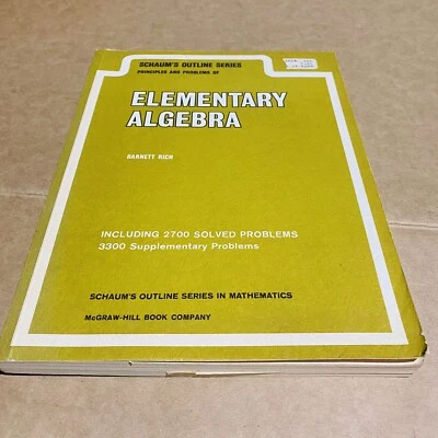 1960 Schaum's Outline Series Elementary Algebra by Barnett Rich Vtg - Image 1 of 4