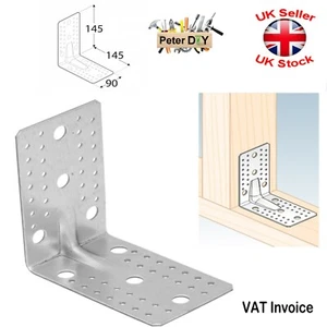 ANGLE BRACKET 2.5mm Galvanised Corner Brace Timber Mending 145x145mm Width:90mm - Picture 1 of 1