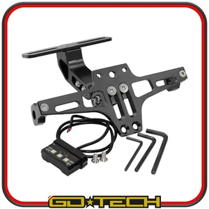 PORTATARGA REGOLABILE MOTO ALLUMINIO CNC Nero UNIVERSALE con LUCE TARGA LED - Imagen 1 de 7
