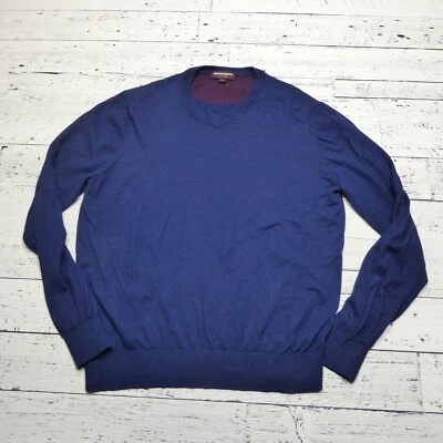 Johnston & Murphy Sweater Mens Large Blue Silk Alpaca Lightweight Preppy - Image 1 of 4
