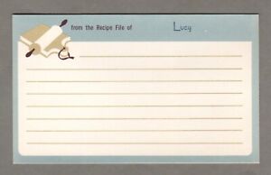 Vintage Recipe Cards, Personalized Lucy, Set of 20, Rolling Pin, Cutting Board