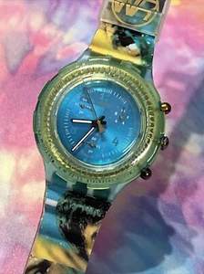 🌈 1996 Swatch Watch Chronograph USA Olympic Mark Spitz SBZ103 New 🌈 - Picture 1 of 11