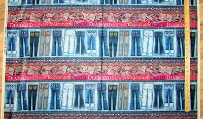 Diamonds & Denim Blue Jeans  Stripe  Fabric 23" Repeat  #24401 - Image 1 of 2