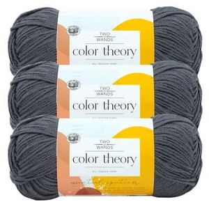 Lion Brand Yarn Color Theory Thunder Medium Acrylic Gray Yarn 3 Pack - Picture 1 of 3