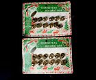 Set Of 2 Vintage Jingle Bells Santa Sleigh Graphics Christmas 24 Bells USA