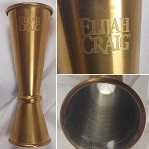 ELIJAH CRAIG DOUBLE JIGGER 1 OZ / 2 OZ BRASS TONE COCKTAIL  BAR TOOL RARE COLOR - Picture 1 of 8