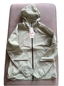 Women's Adidas Terrex Rain RDY Full Zip Jacket, Large, Silver Green, Senderismo - Picture 1 of 16