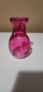 Pink Glass Bud Vase 6 Inch Tall Curvy Clear Rose Flower Vase 2.25 Inch Opening - Picture 1 of 7
