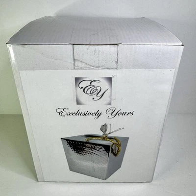 Exclusively Yours EY Silver Hammered Metal Tissue Box Cover W/Butterfly Accent - Image 1 of 4