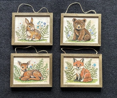 Woodland Baby животное оригинальный ручной росписи детской искусства/декор.Медведь, лиса, олень, кролик - Изображение 1 из 4