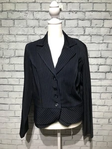 Studio 1940, Women 8, Navy Blue Striped Long Sleeve Stretch Blazer/Jacket Career - Picture 1 of 14