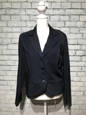 Studio 1940, Women 8, Navy Blue Striped Long Sleeve Stretch Blazer/Jacket Career - Image 1 of 4