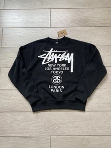 Stussy World Tour Crewneck 'Black' Brand New With Tags - Picture 1 of 7