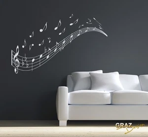 Wandtattoo Wohnzimmer Musik Noten Zeile  Schlüssel Kinderzimmer Wandaufkleber - Bild 1 von 4