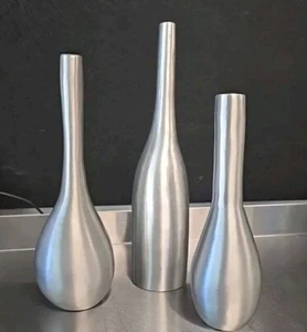 West Elm Brushed Metal Vases Set of 3- 10.5", 9.5", 7" - Picture 1 of 7