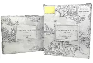 Cabbages& Roses QUEEN Country Toile Duvet Cover Sheet Set COMBO Slate Grey White - Picture 1 of 20