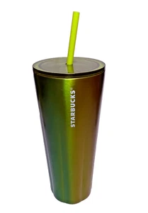 NUEVO Starbucks Verano 2022 Verde/Amarillo Hinchado Acero Inoxidable 24 Oz. Vaso - Imagen 1 de 2